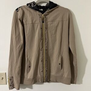 Parah Beige Full Zip Hooded Jacket Women's Size Medium